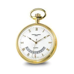 Charles Hubert Gold Finish White Dial Gold Pocket Watch